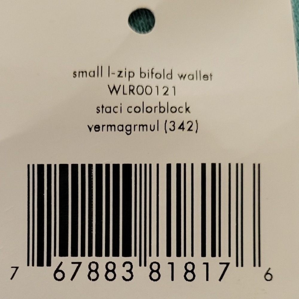 Kate Spade Staci Colorblock Small L-Zip Bifold Wallet Navy White Green WLR00121 - Picture 5 of 5